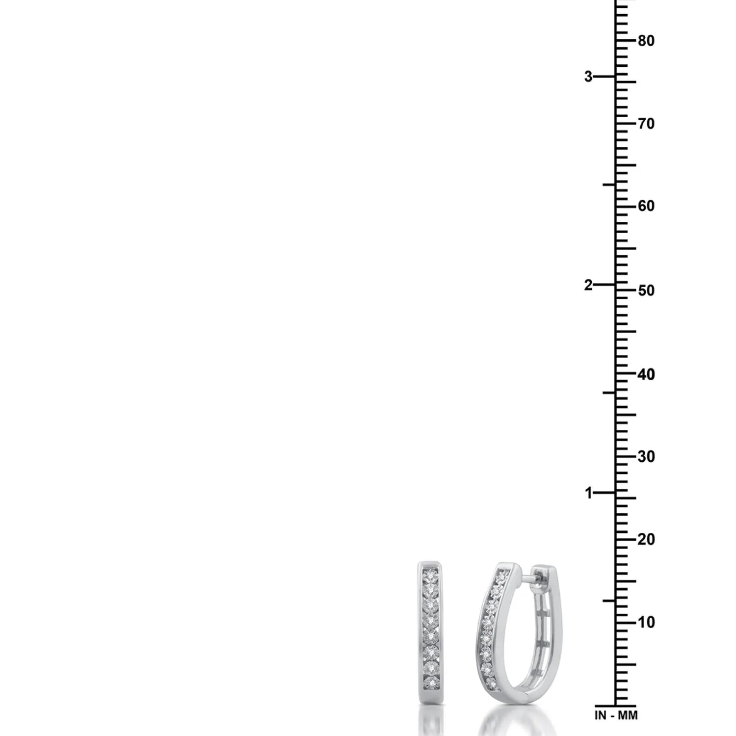 1/20 CTW Diamond Hoop Earrings in Rhodium Plated Sterling Silver
