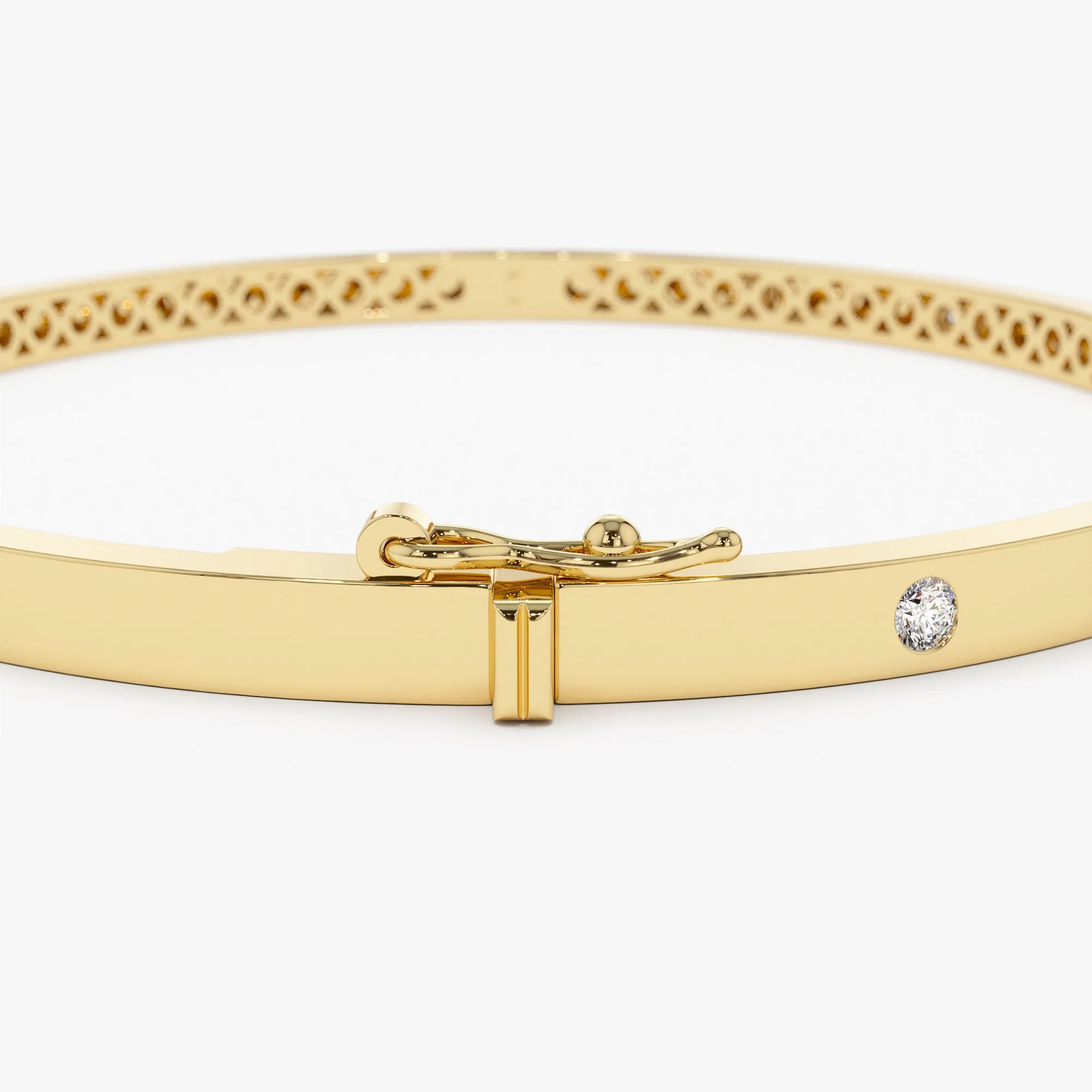 14k 3MM Flat Flush Setting Stacking Diamond Bangle