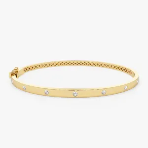 14k 3MM Flat Flush Setting Stacking Diamond Bangle