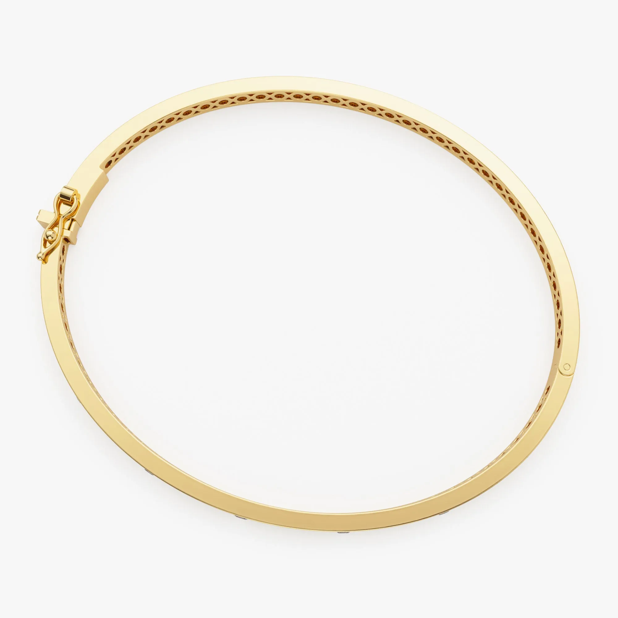 14k 3MM Flat Flush Setting Stacking Diamond Bangle