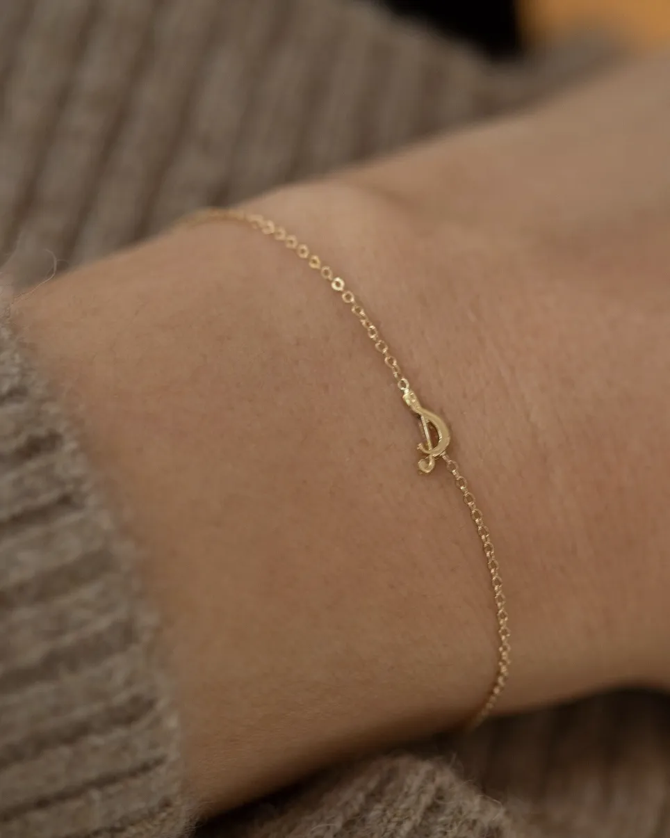 14k Cursive Initial Bracelet
