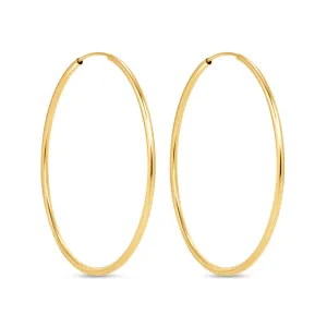 14K Gold Endless Large Tube Hoop earrings
