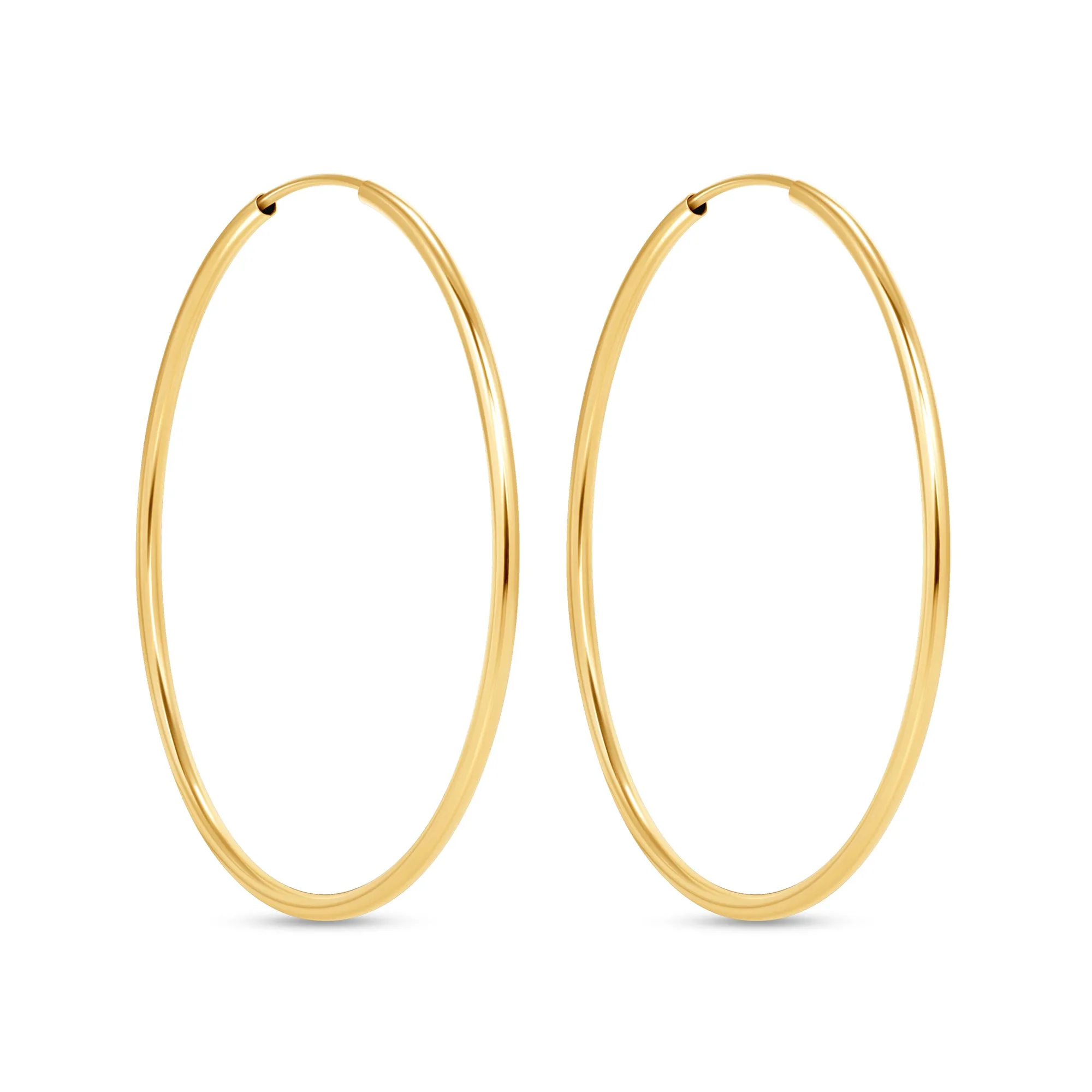 14K Gold Endless Large Tube Hoop earrings
