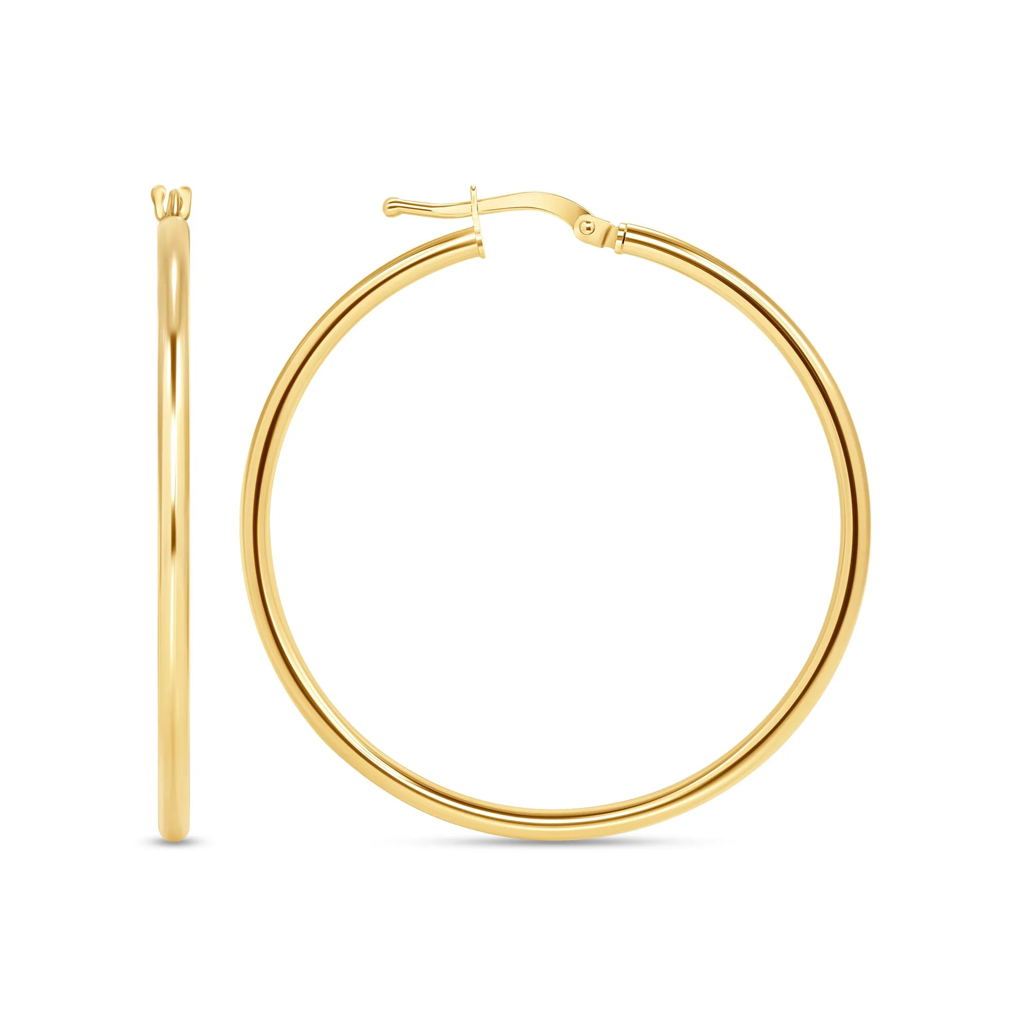 14K Gold Large Tube Hoop earrings