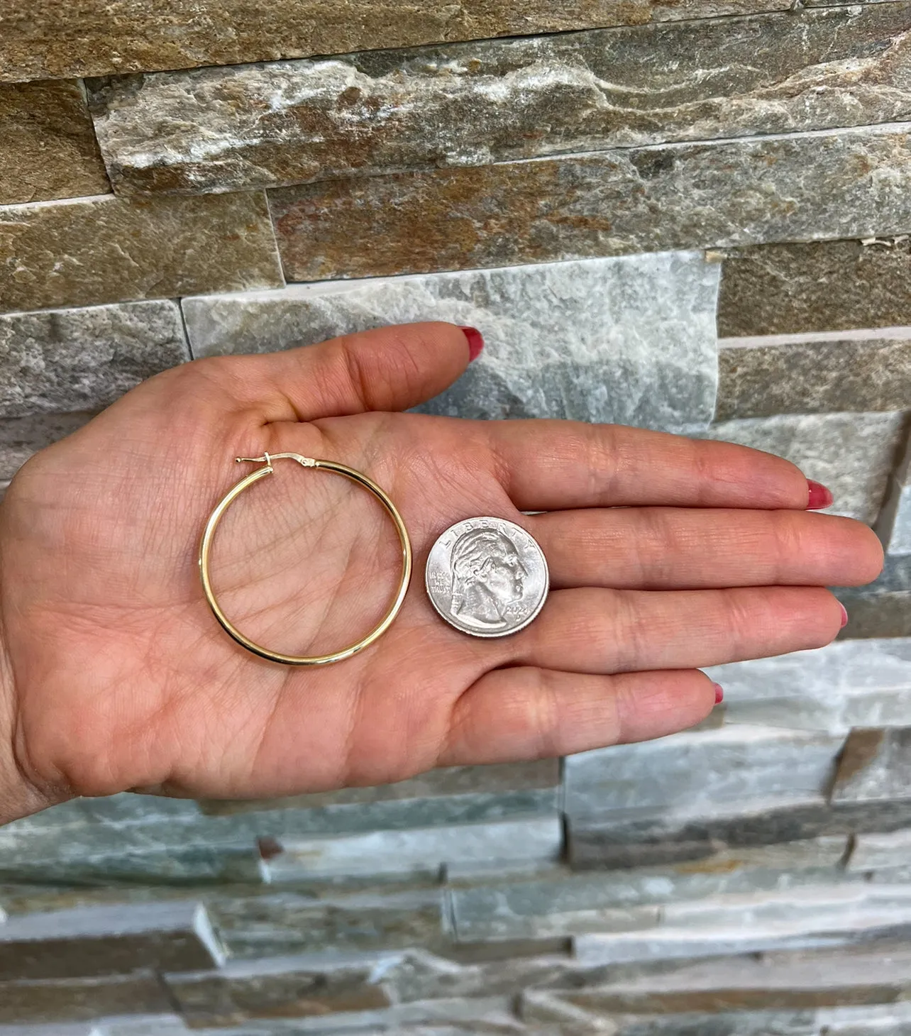 14K Gold Large Tube Hoop earrings