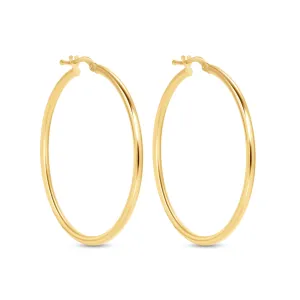 14K Gold Large Tube Hoop earrings