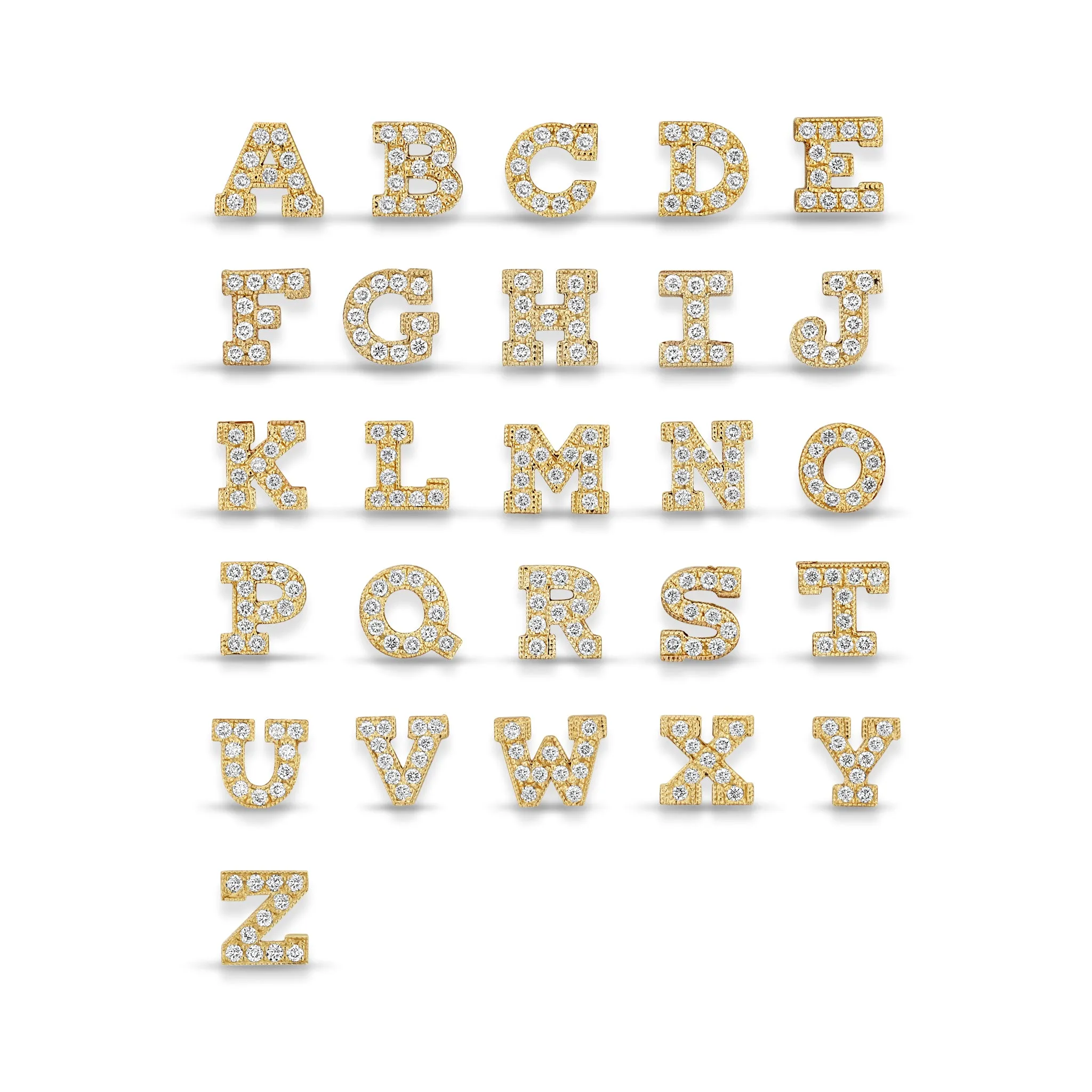 14k Pavé Diamond Initial Letter Bracelet