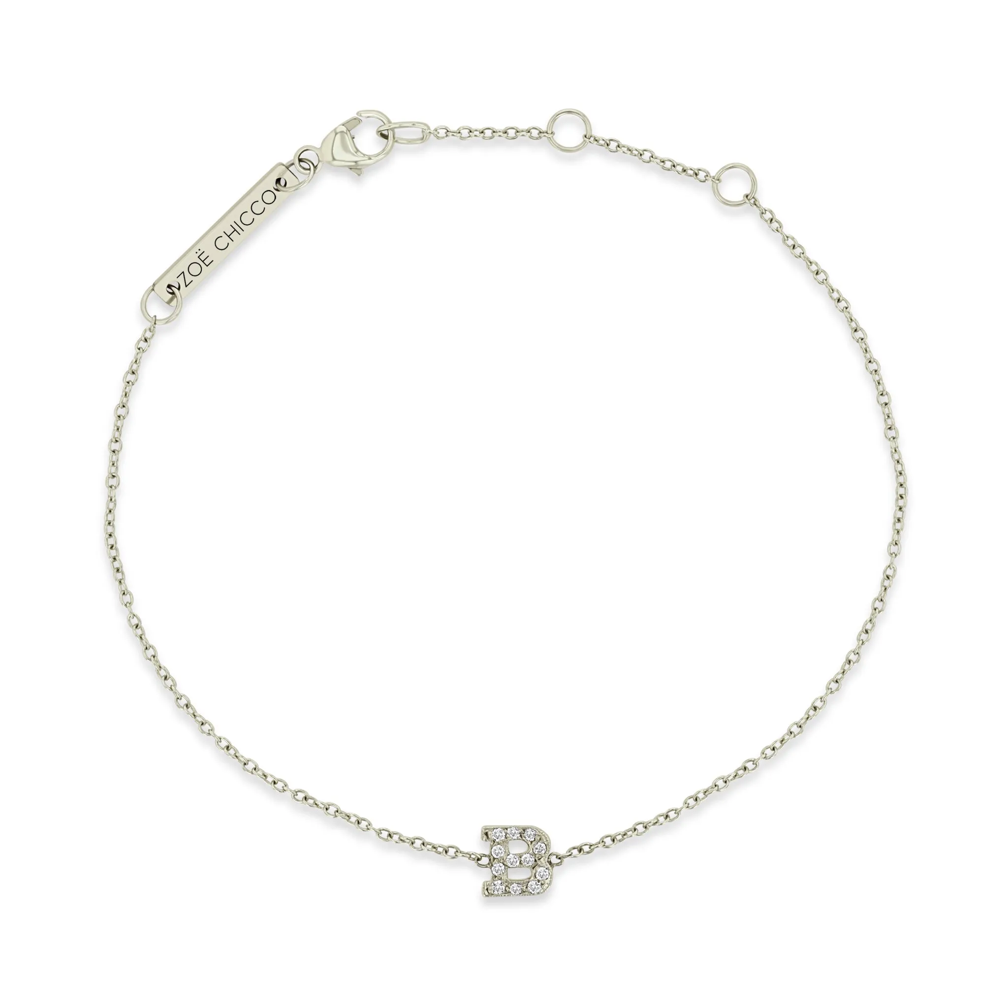 14k Pavé Diamond Initial Letter Bracelet