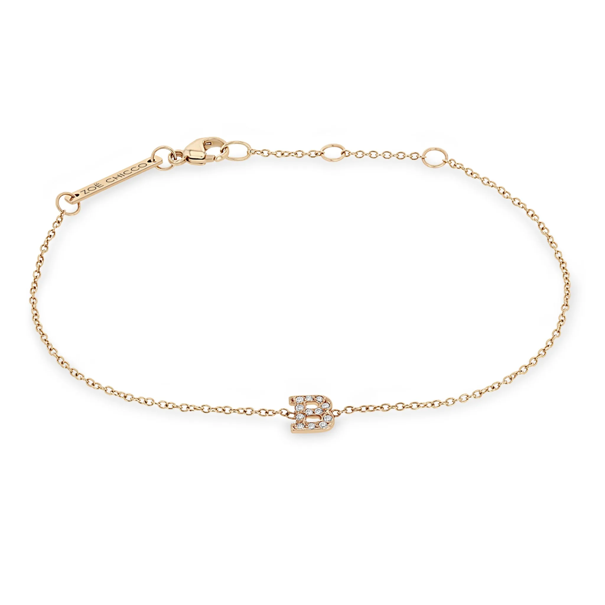 14k Pavé Diamond Initial Letter Bracelet