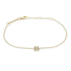 14k Pavé Diamond Initial Letter Bracelet