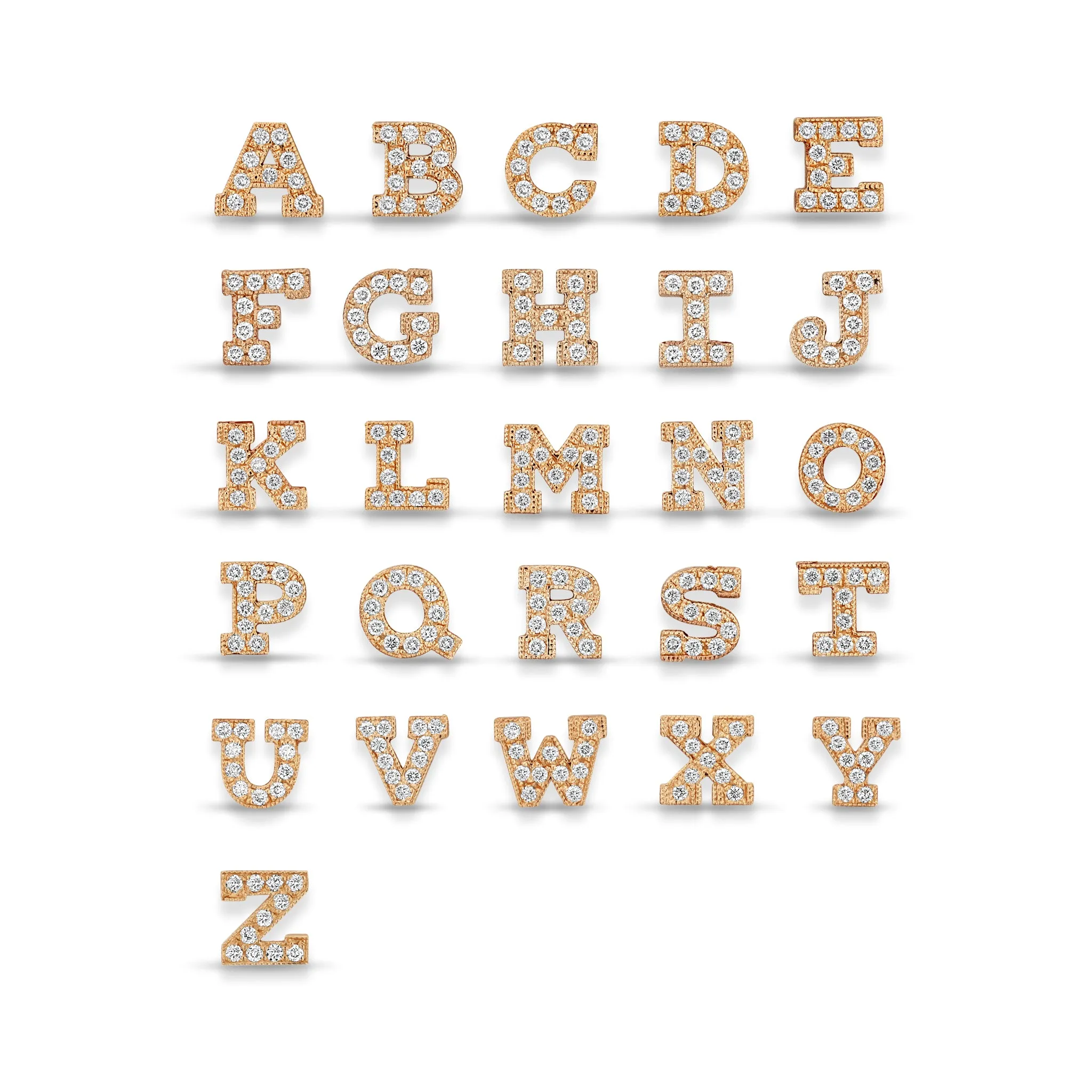 14k Pavé Diamond Initial Letter Bracelet