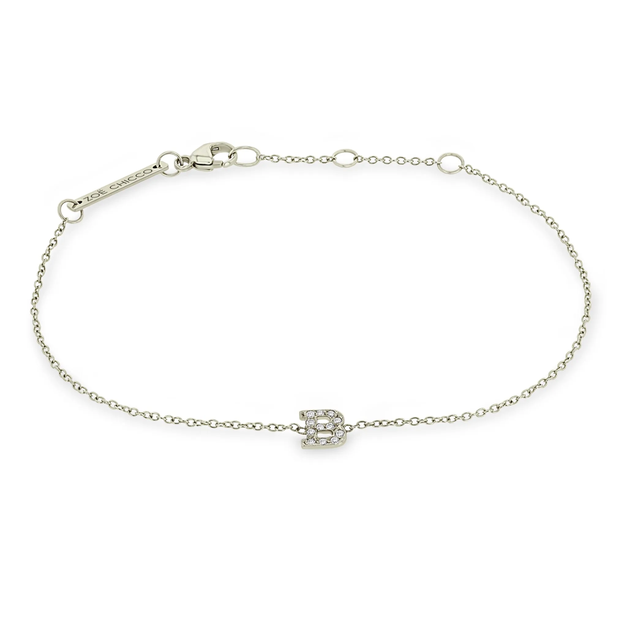 14k Pavé Diamond Initial Letter Bracelet