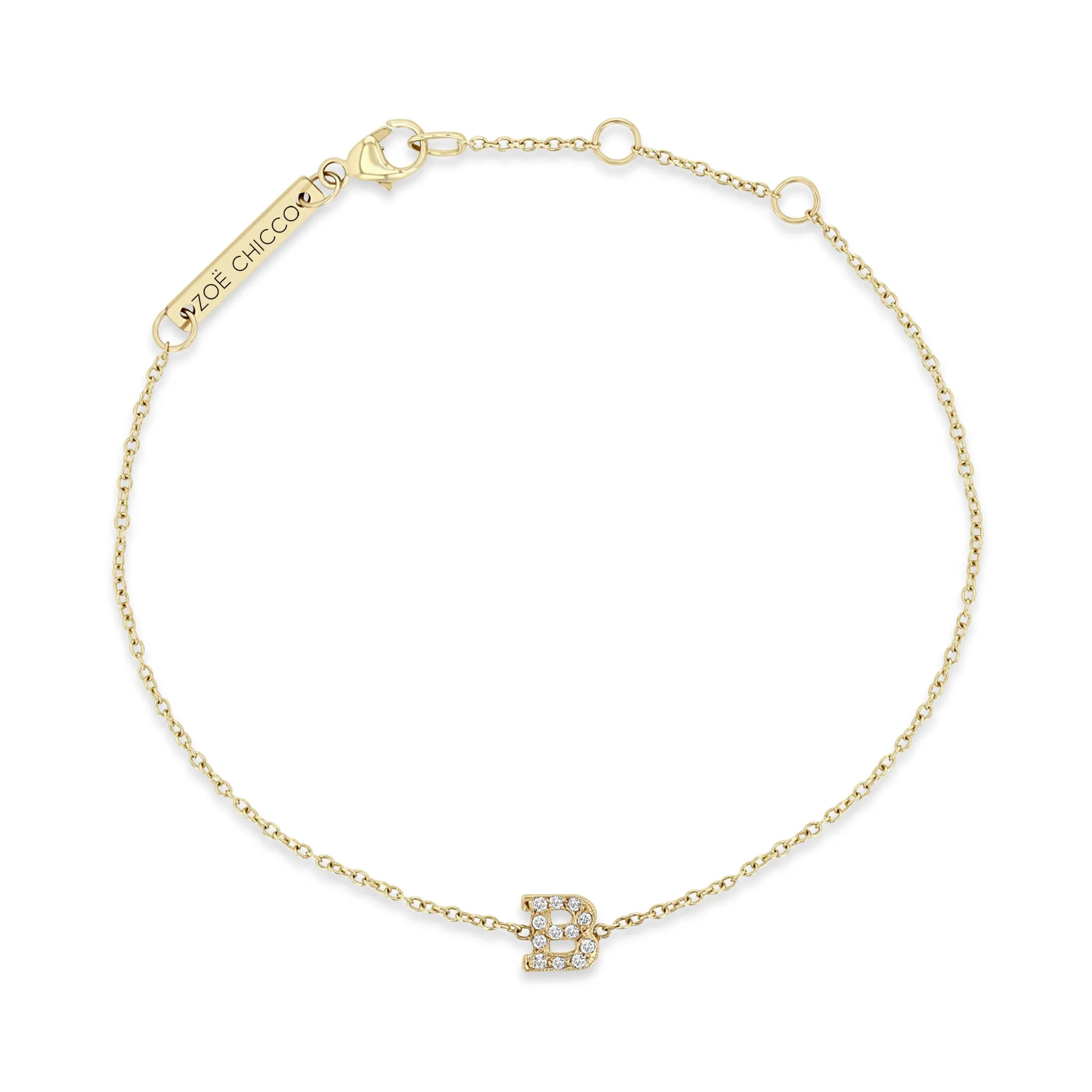 14k Pavé Diamond Initial Letter Bracelet