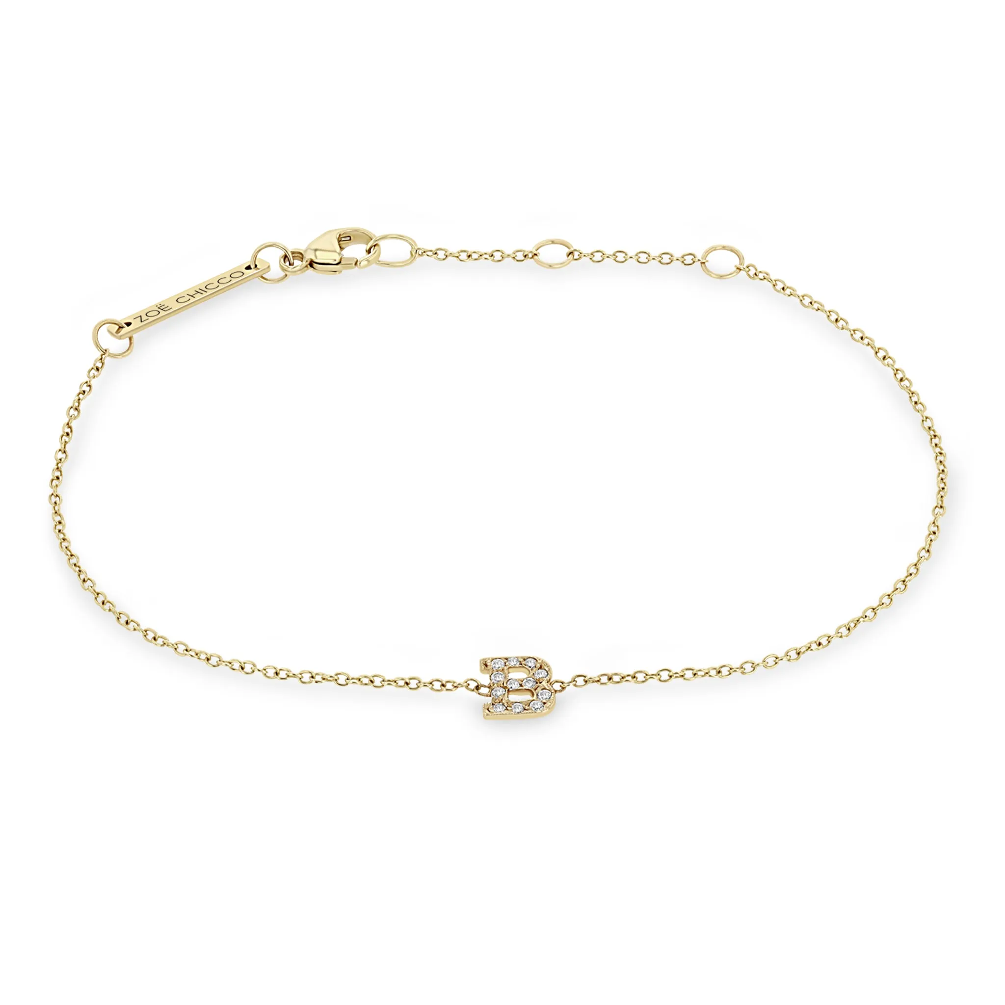 14k Pavé Diamond Initial Letter Bracelet