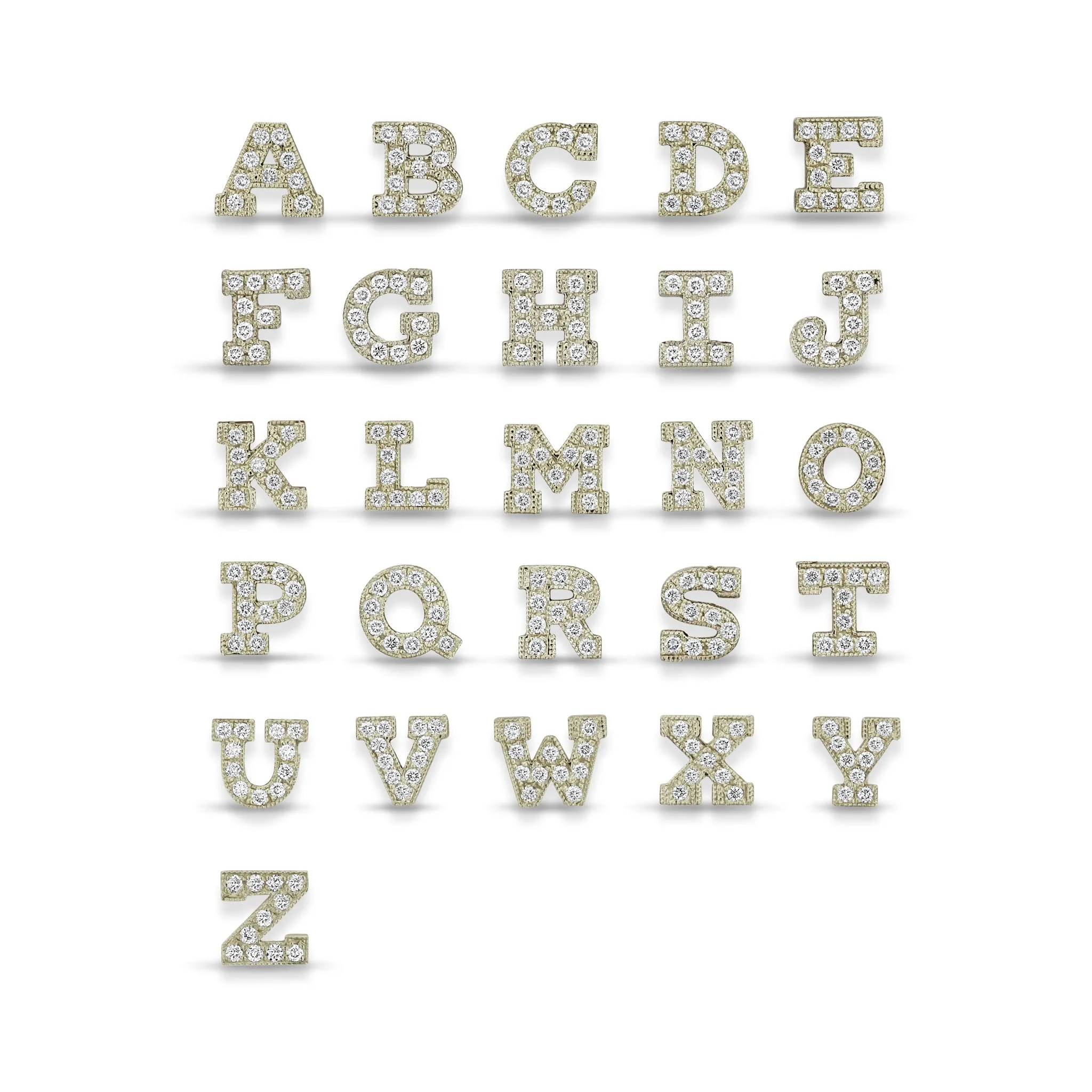 14k Pavé Diamond Initial Letter Bracelet