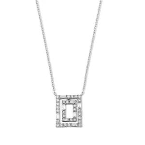 14K White Gold 0.47ctw Round & Baguette Diamond Geometric Necklace by Samuel B.