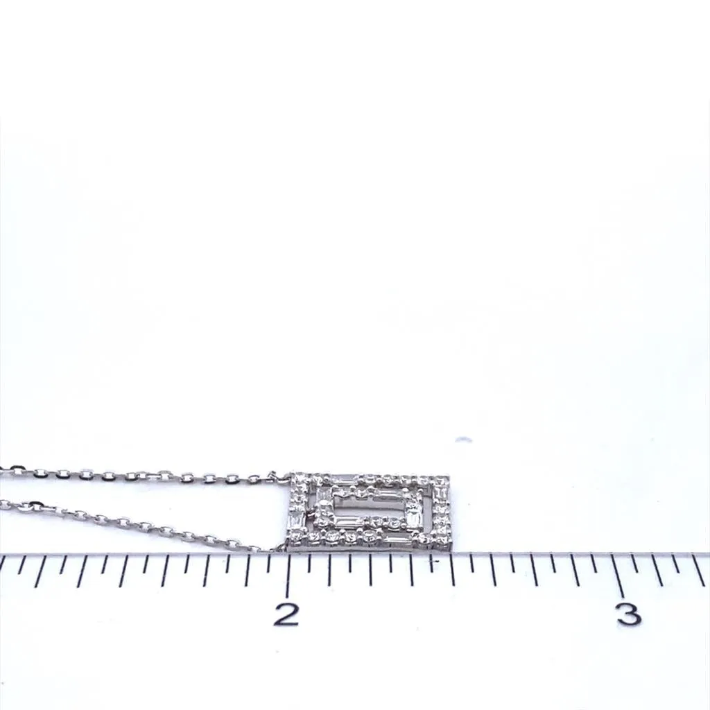 14K White Gold 0.47ctw Round & Baguette Diamond Geometric Necklace by Samuel B.