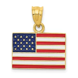 14k Yellow Gold United States Flag Pendant