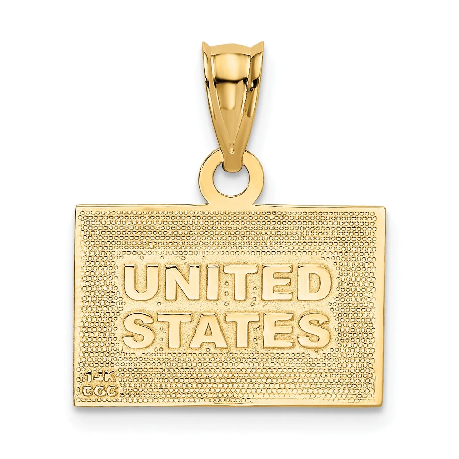 14k Yellow Gold United States Flag Pendant
