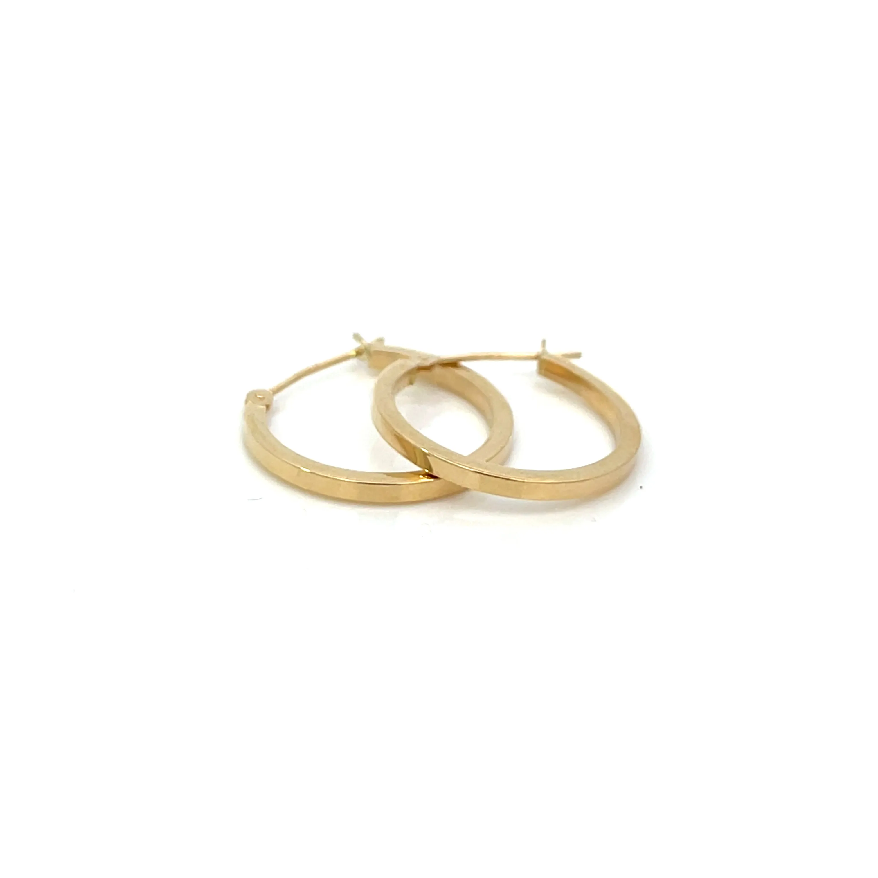 14K YG Flat Edge Round Hoops, medium