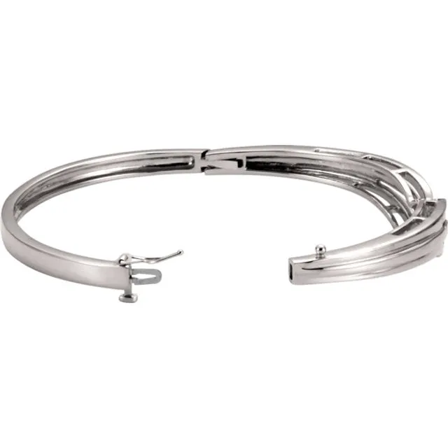 14KT White Gold Weave Hinged Bangle Bracelet