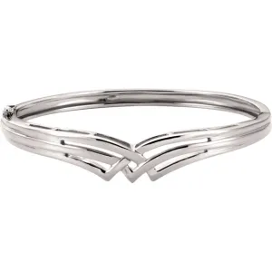 14KT White Gold Weave Hinged Bangle Bracelet