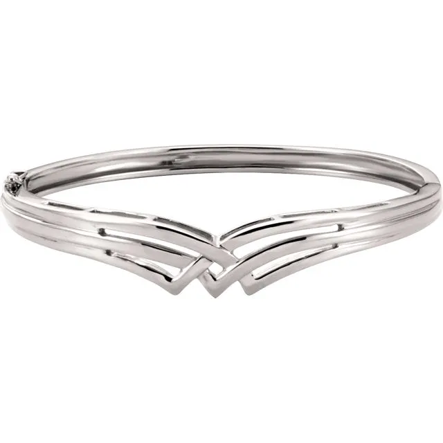 14KT White Gold Weave Hinged Bangle Bracelet