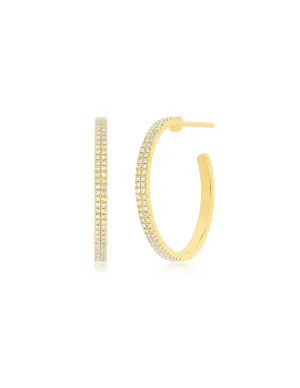 14KY Diamond Double Row Hoops
