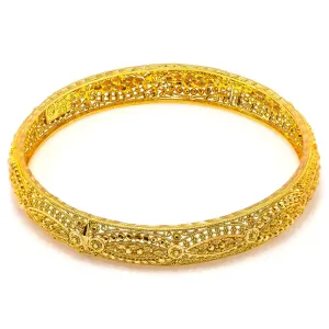 22K Yellow Gold Bangle W/ Beaded Filigree & Eyelet Details