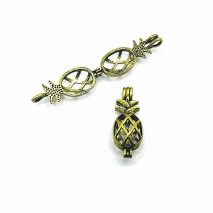 4 or 20 Pieces: Bronze Pineapple Bead Diffuser Lockets