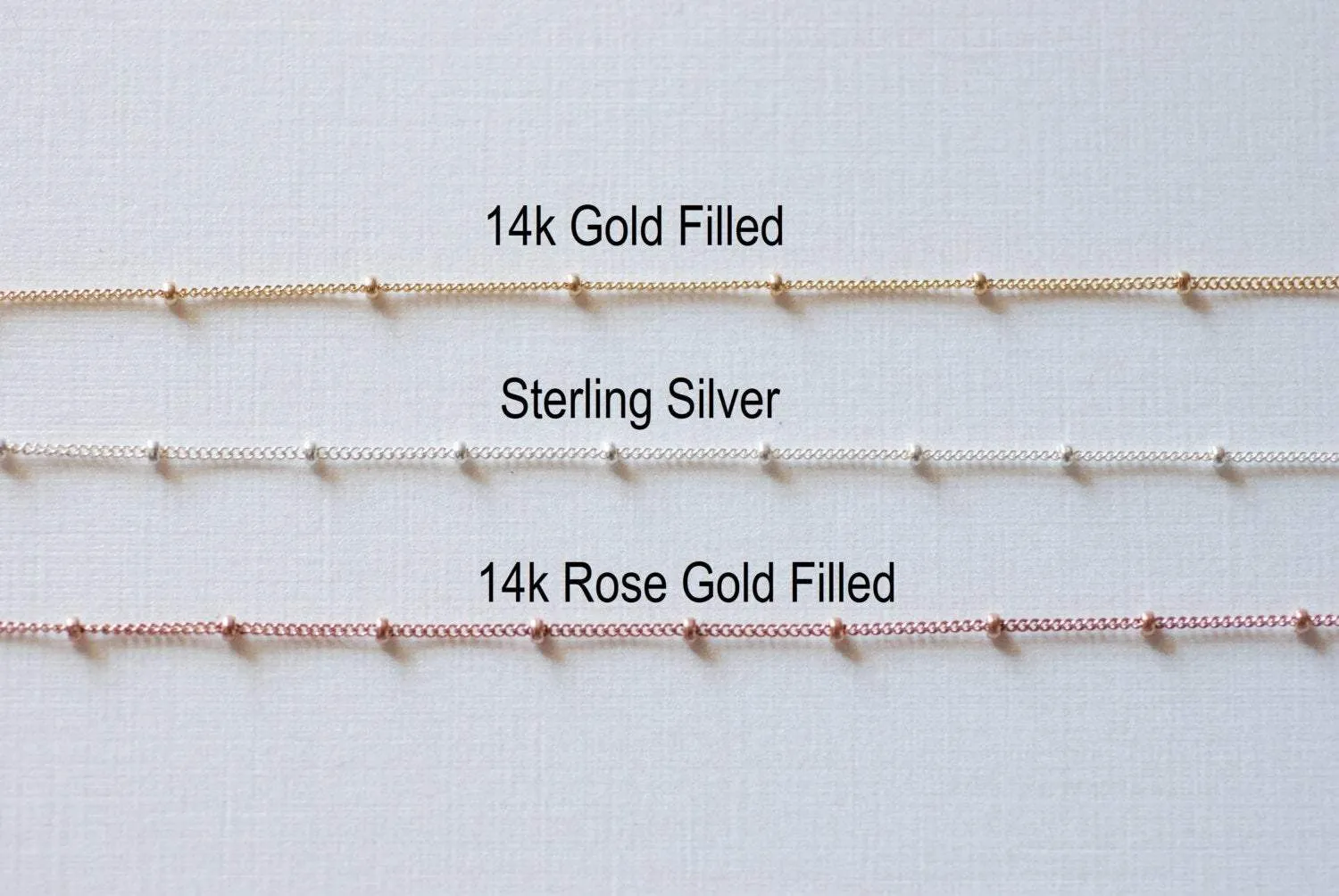 5ft 14K Gold Filled, 14k Rose Gold Filled or Sterling Silver Satellite Curb Ball Beaded Chain, Wholesale Satellite Gold Filled Chain
