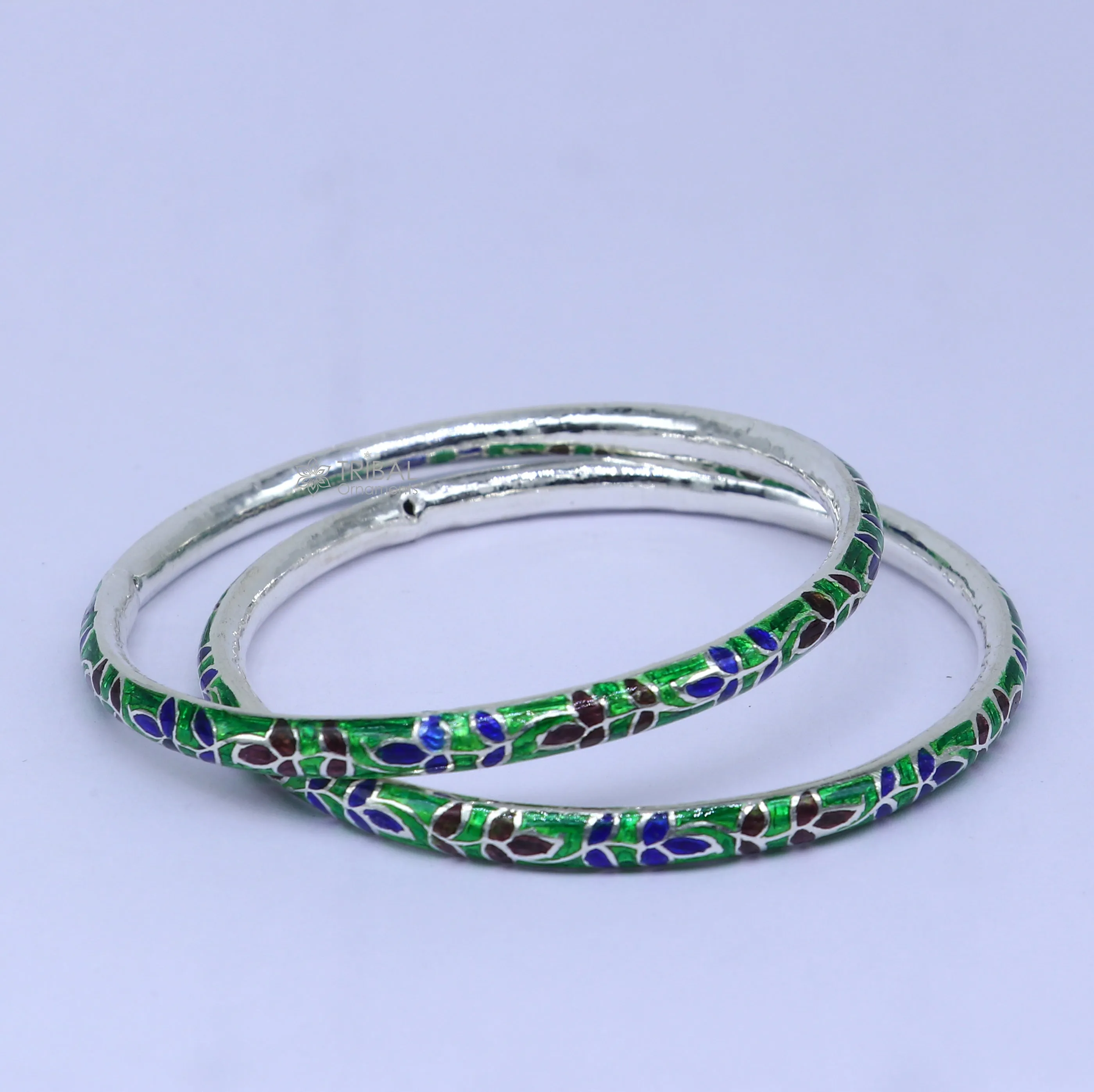 925 sterling meenakari style work designer bangle bracelet pure silver gifting jewelry, brides made bangles ba427