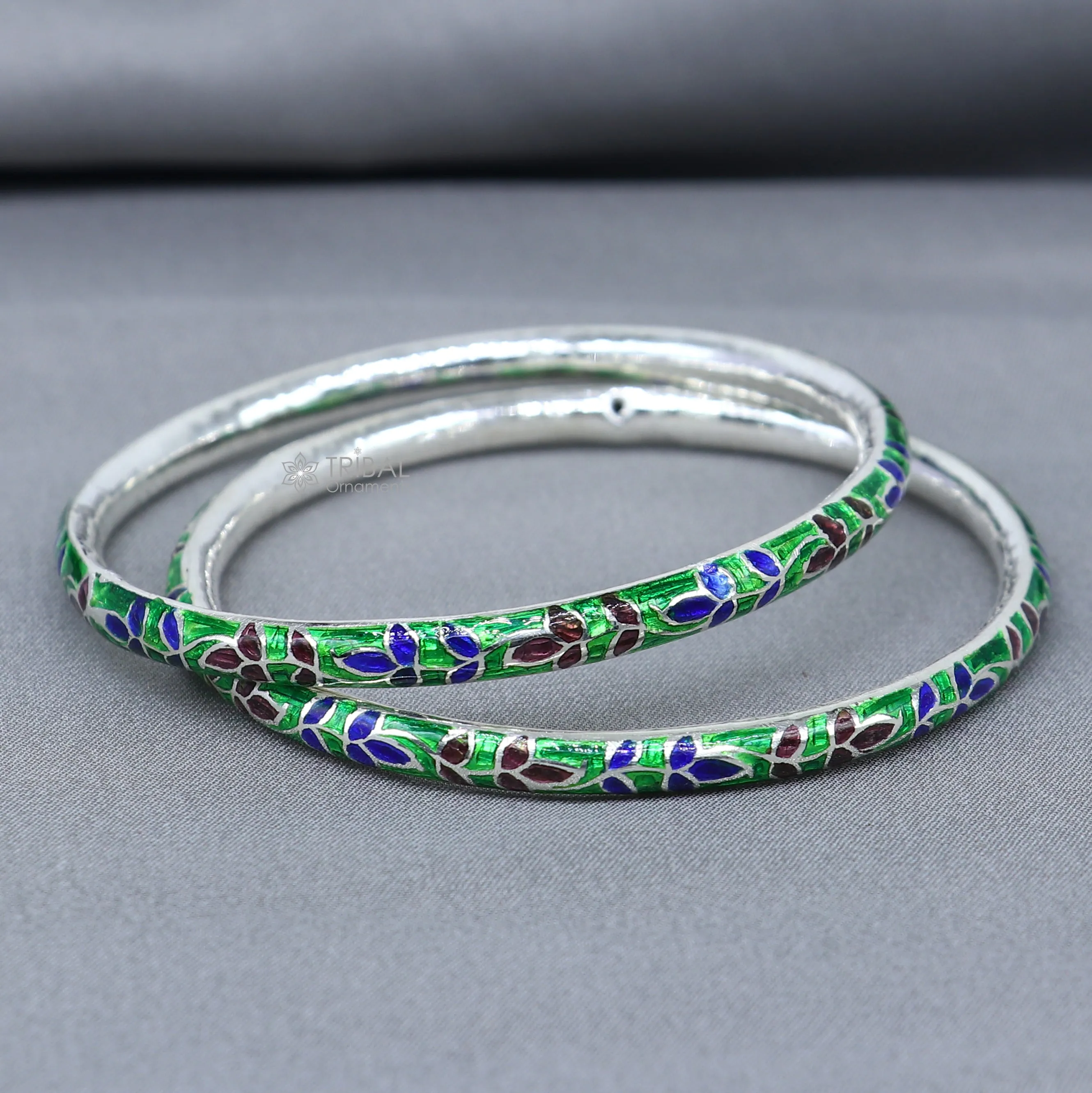925 sterling meenakari style work designer bangle bracelet pure silver gifting jewelry, brides made bangles ba427