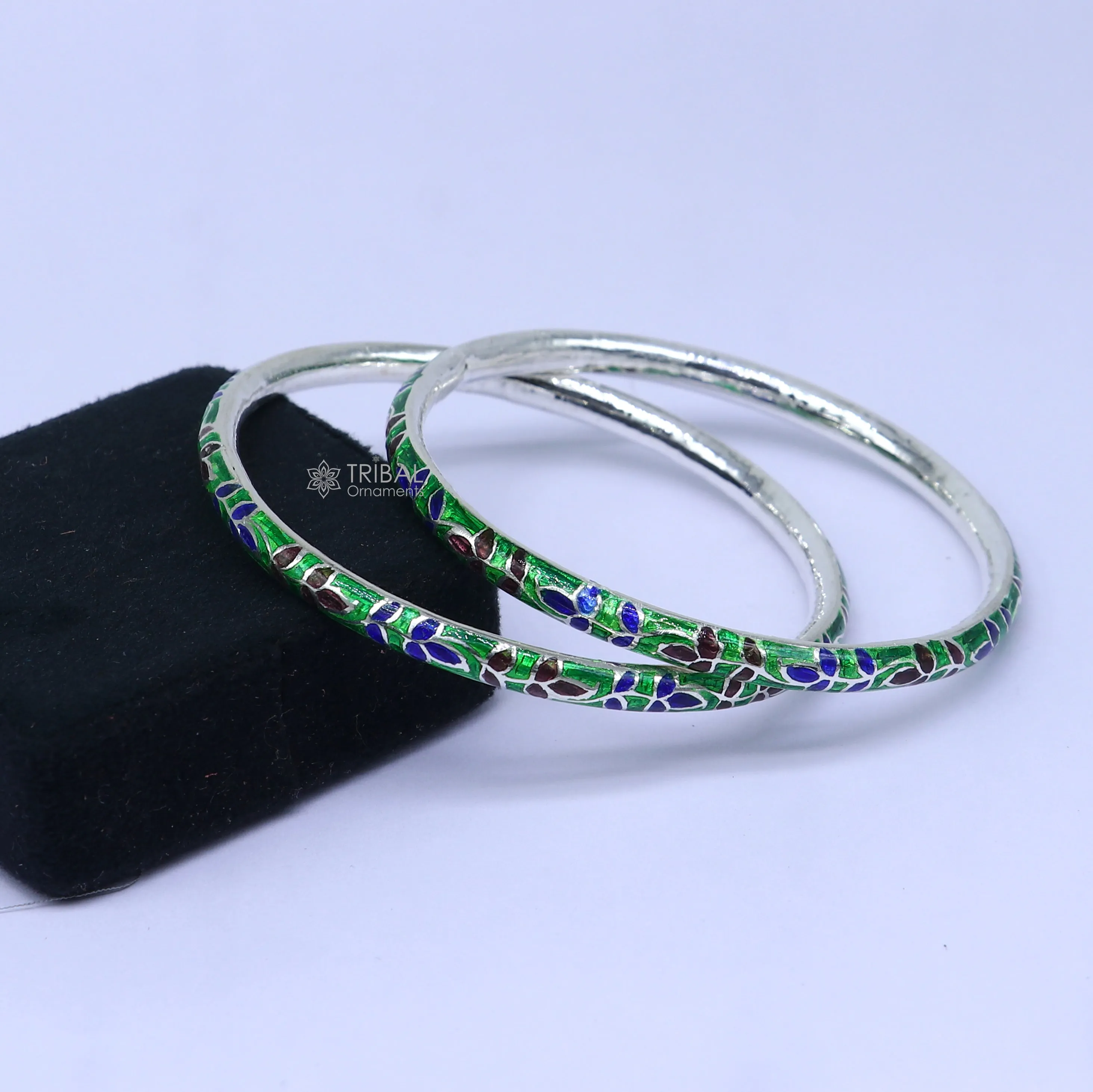 925 sterling meenakari style work designer bangle bracelet pure silver gifting jewelry, brides made bangles ba427