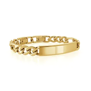 9.5mm Figaro ID Bracelet Gold IP | Italgem Steel