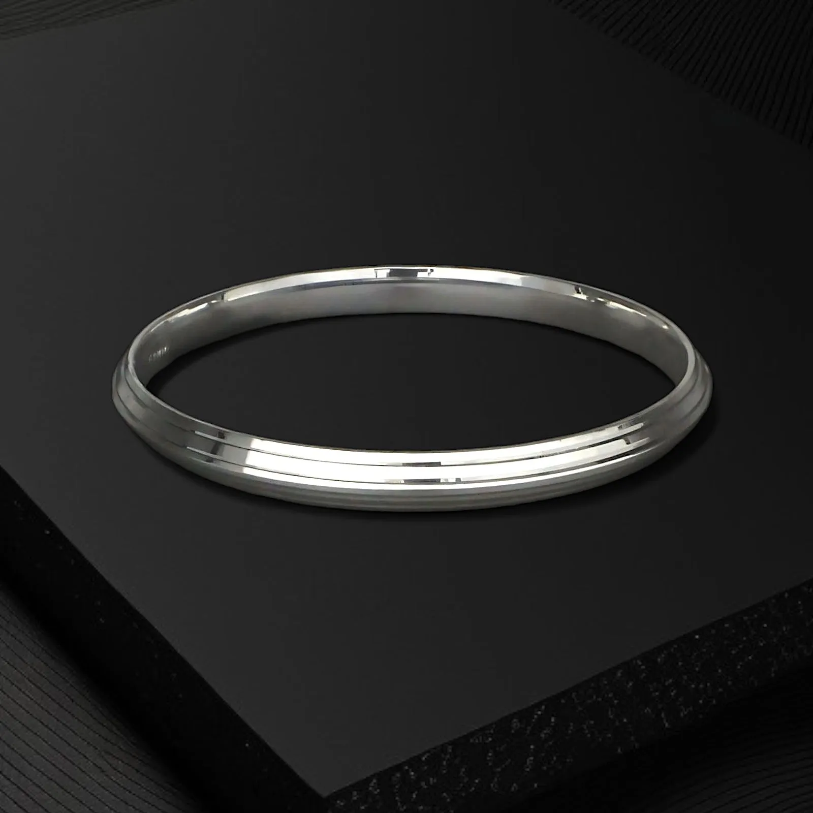 990 Real Silver Kada for men in Punjabi style with mirror finishing.