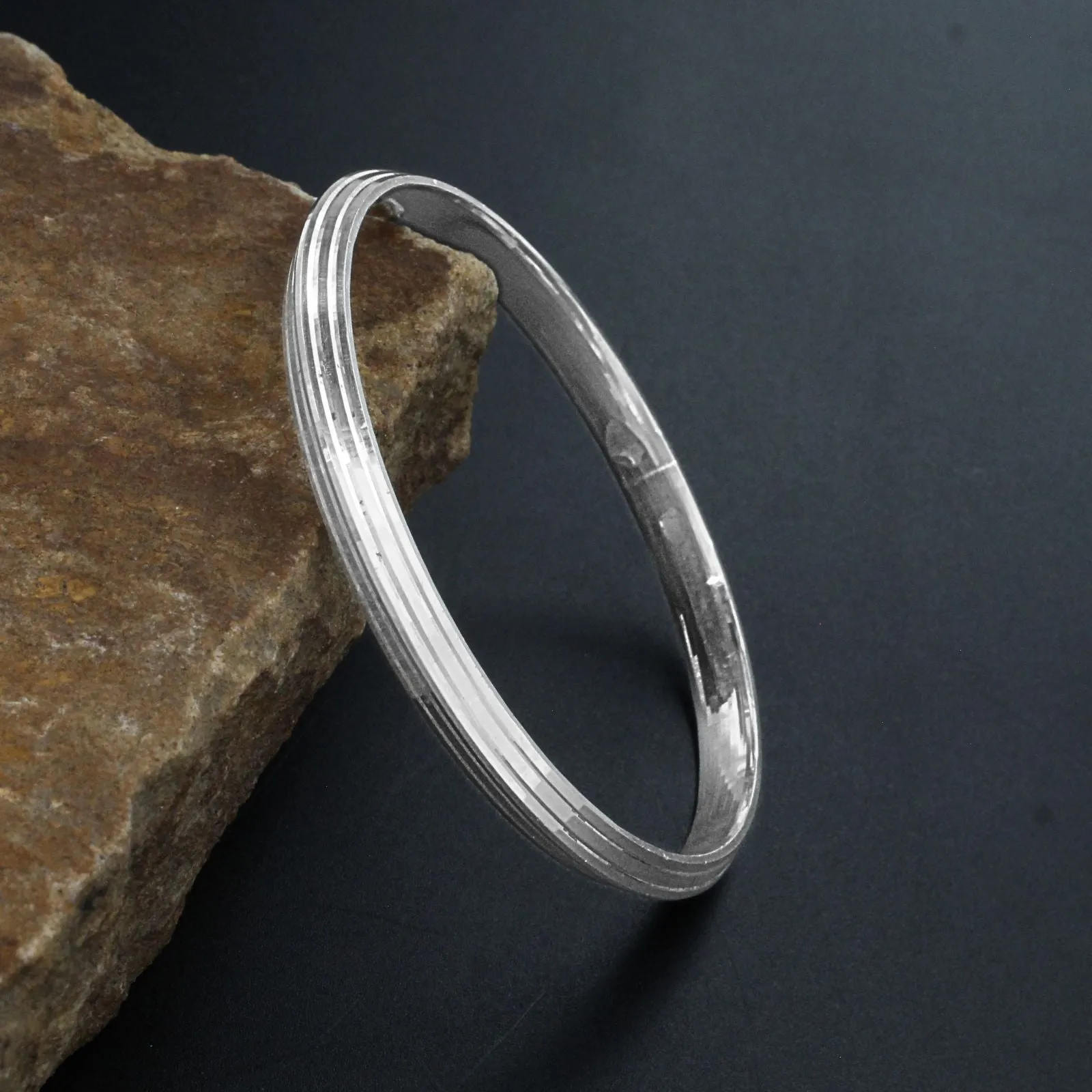 990 Real Silver Kada for men in Punjabi style with mirror finishing.