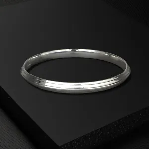 990 Real Silver Kada for men in Punjabi style with mirror finishing.