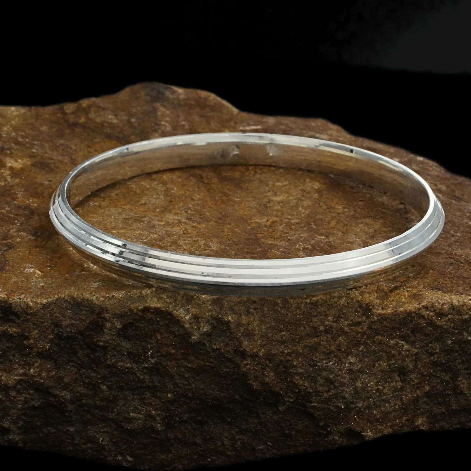 990 Real Silver Kada for men in Punjabi style with mirror finishing.