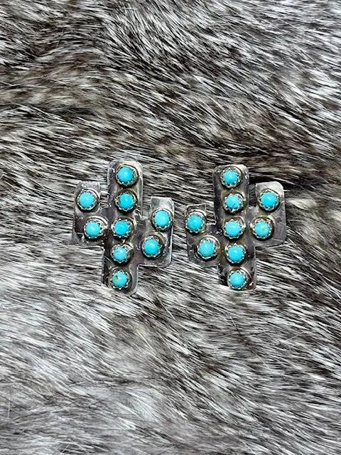 AD Sterling & Turquoise Cactus Earrings