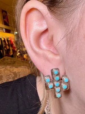 AD Sterling & Turquoise Cactus Earrings