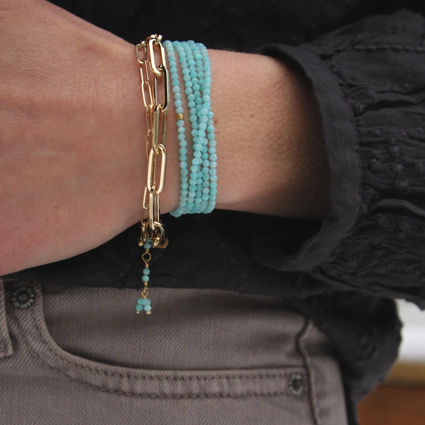 Amazonite Wrap Bracelet & Necklace