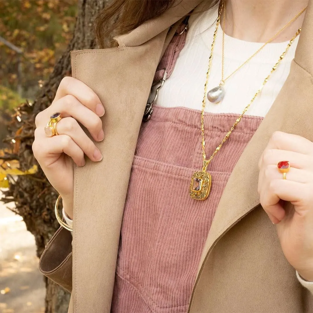 Amethyst Locket Gold   Photos