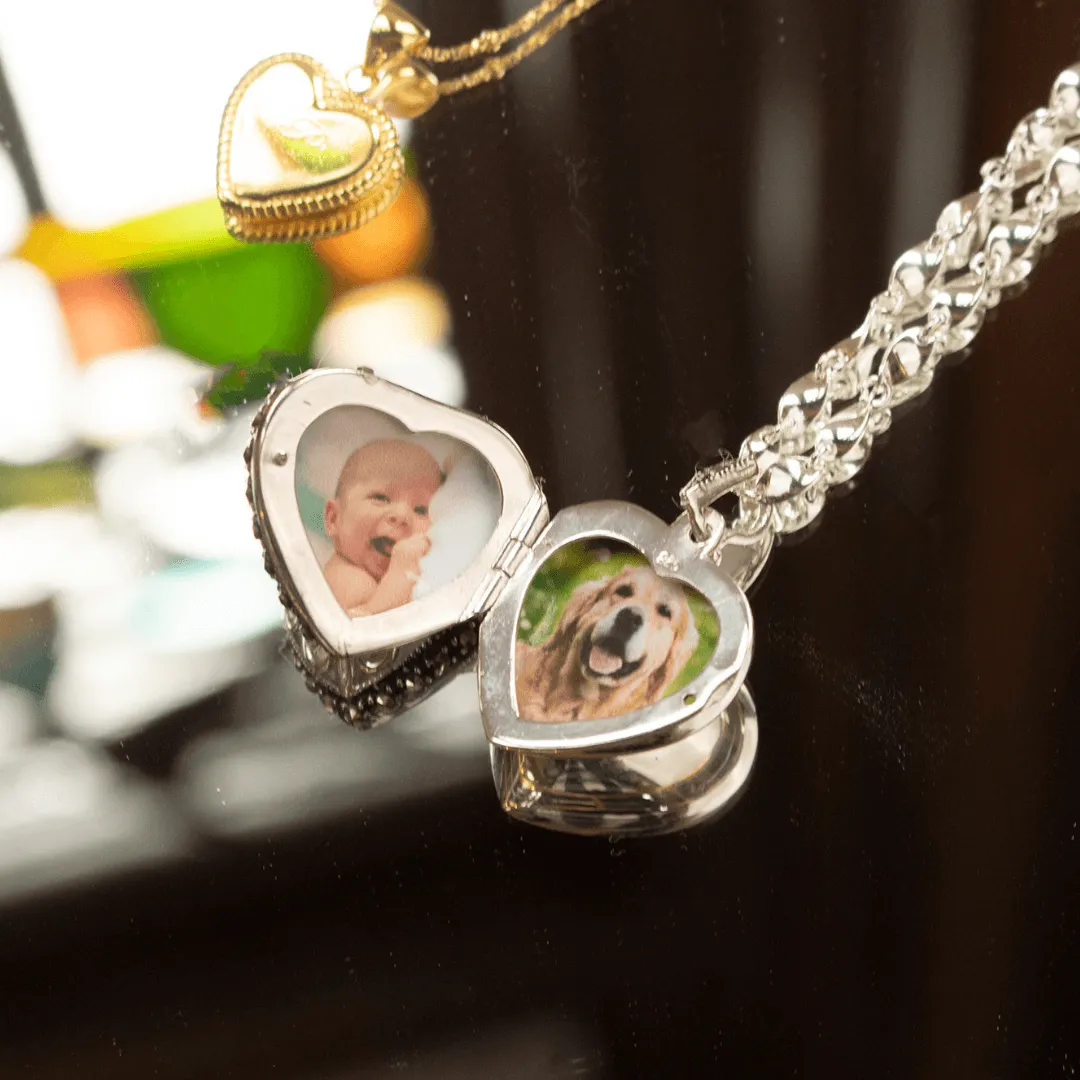 Amethyst Vintage Heart Locket White Gold   Photos