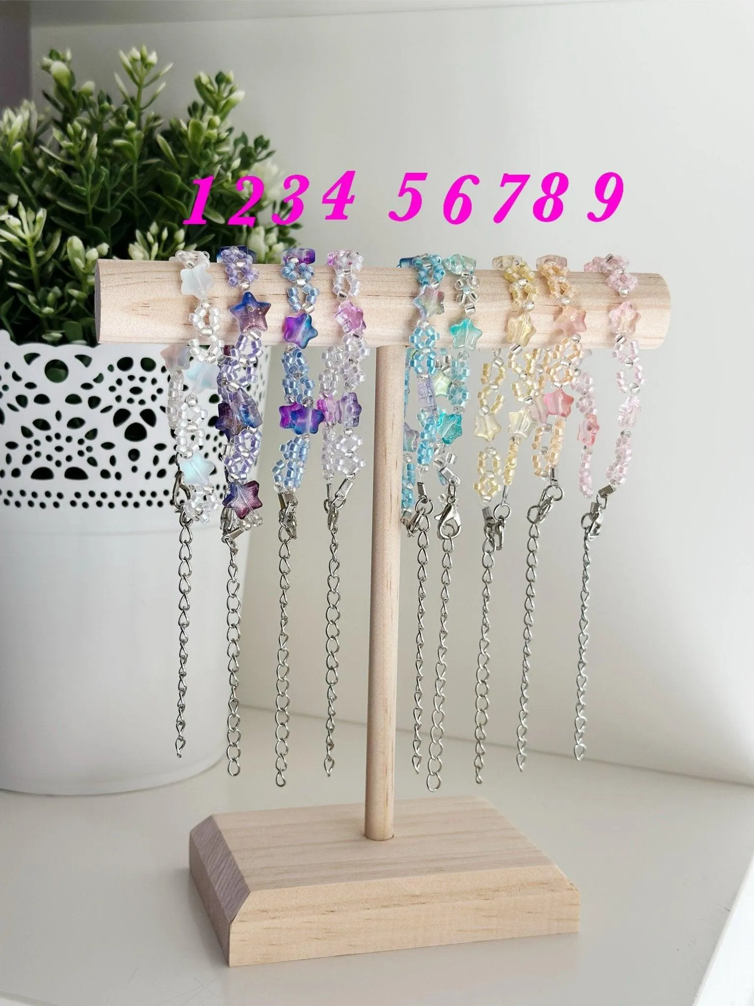 Beaded candy stars bracelet | colourful glitter bracelet | y2k 90s style fashion trend