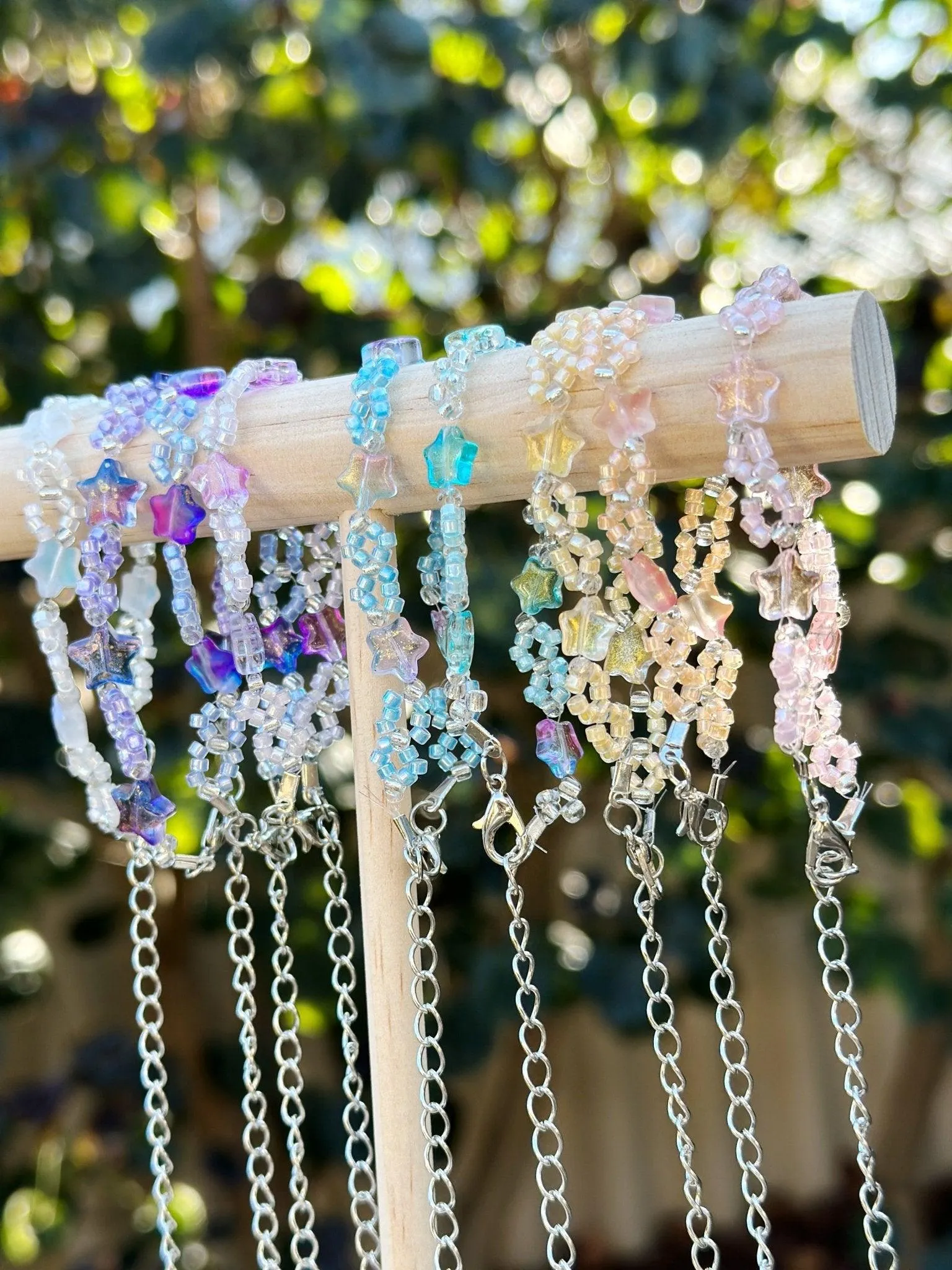 Beaded candy stars bracelet | colourful glitter bracelet | y2k 90s style fashion trend
