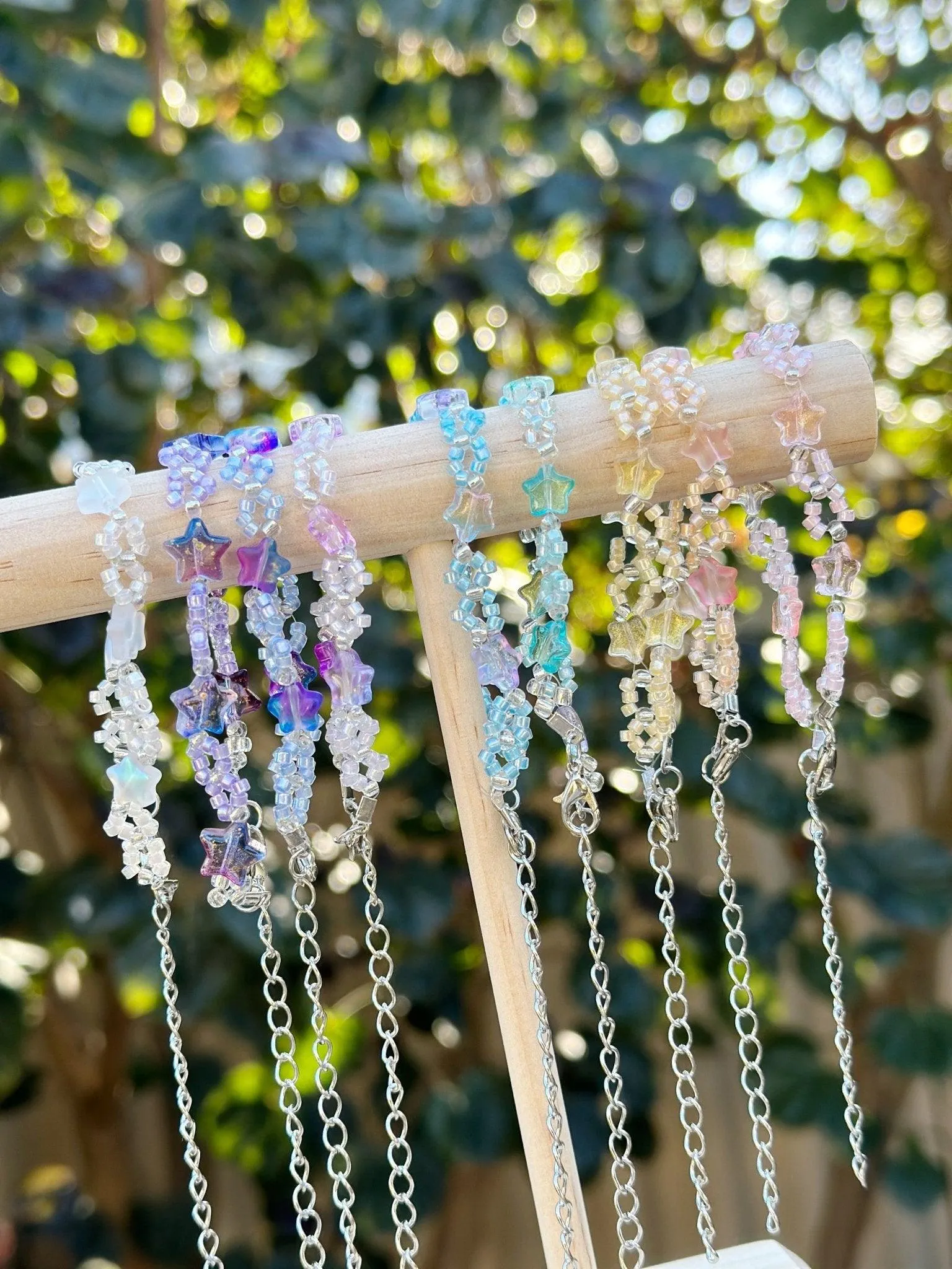 Beaded candy stars bracelet | colourful glitter bracelet | y2k 90s style fashion trend