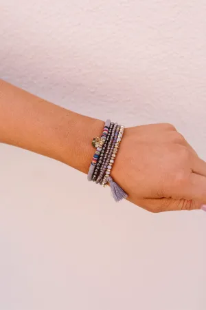 Beaded Gray Bracelet Set