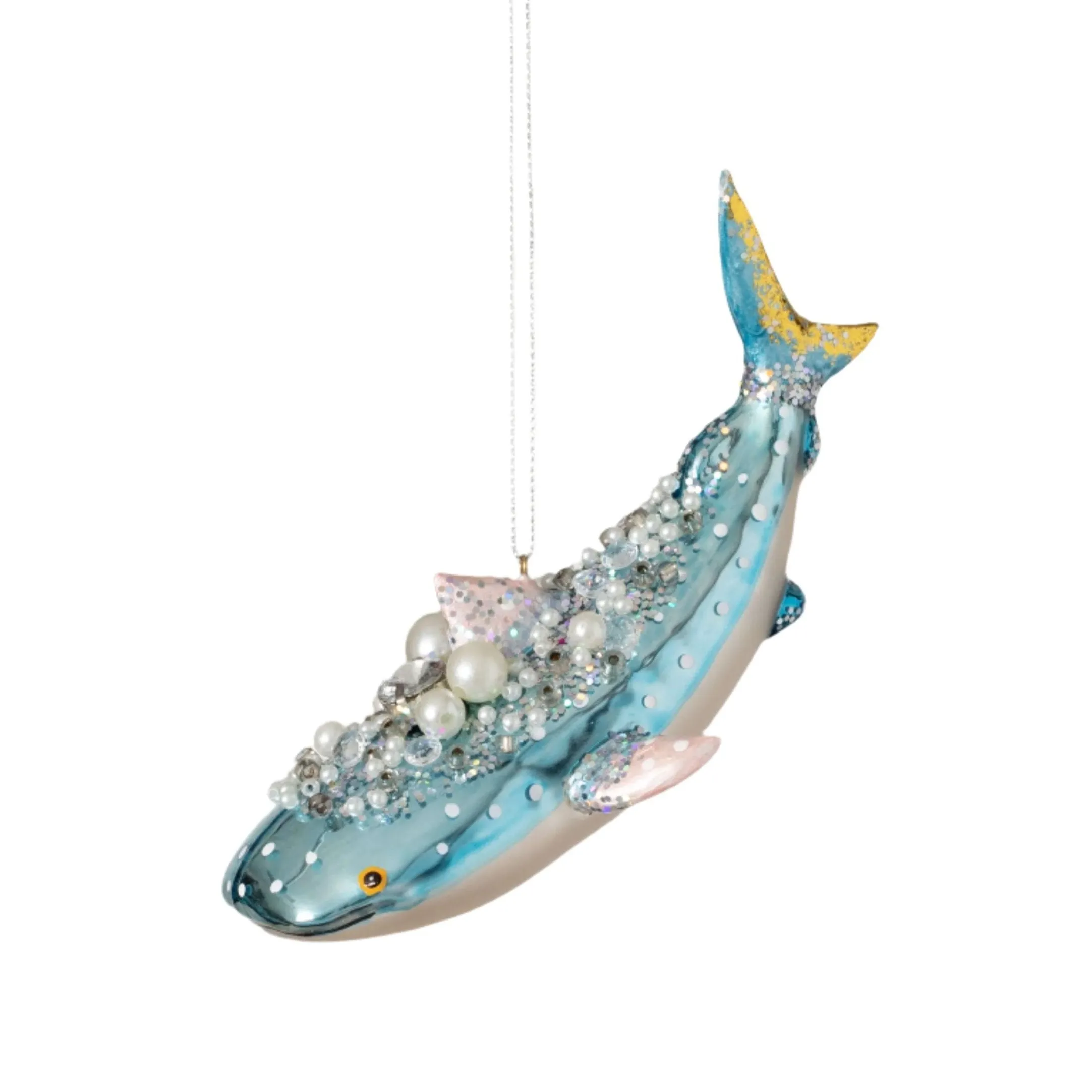 Beaded Whale Glass Ornament