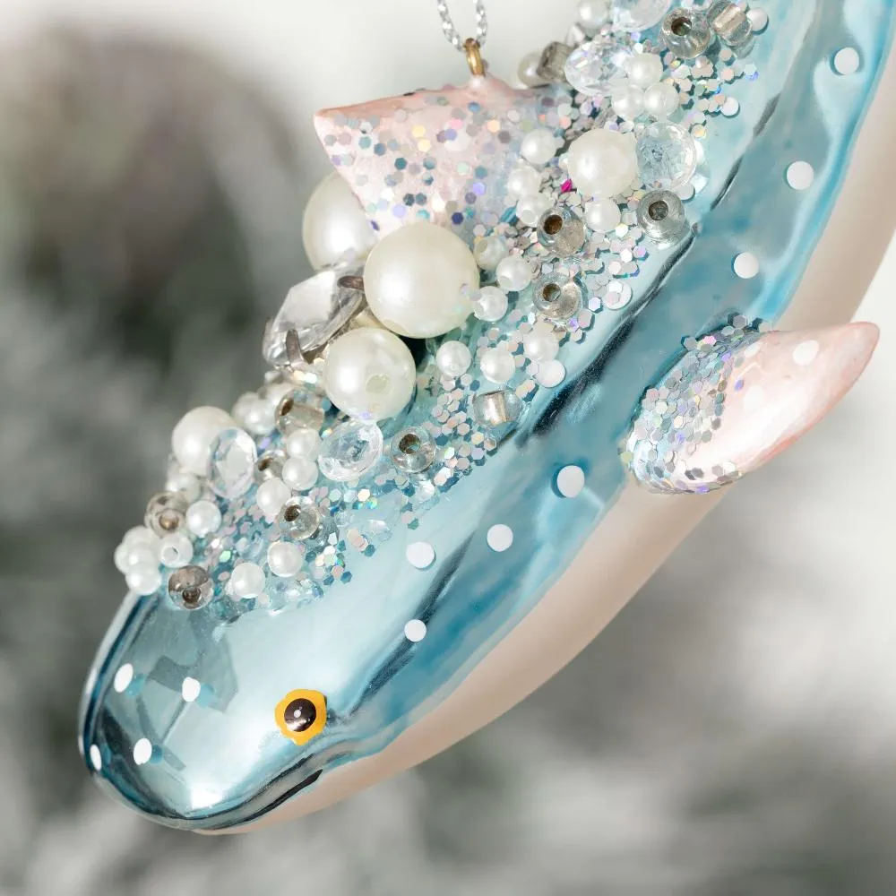 Beaded Whale Glass Ornament